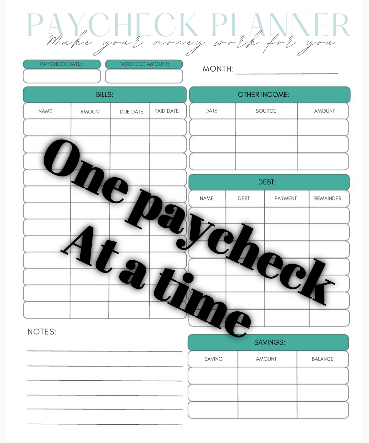 A PAYCHECK PLANNER