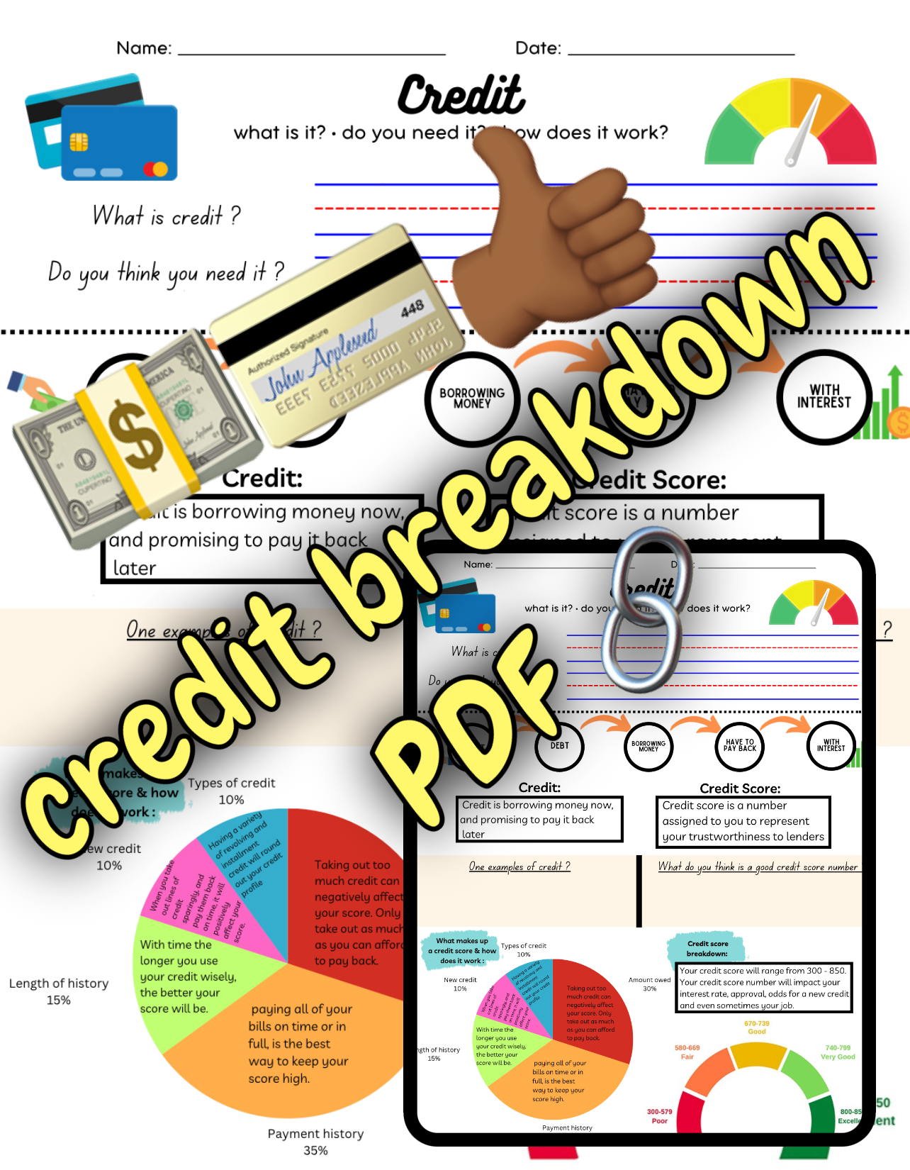 #1 CREDIT BREAKDOWN KIDS WORKSHEET